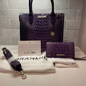 NWOT Brahmin Caroline Ultraviolet Ombré Melbourne and Matching Wristlet